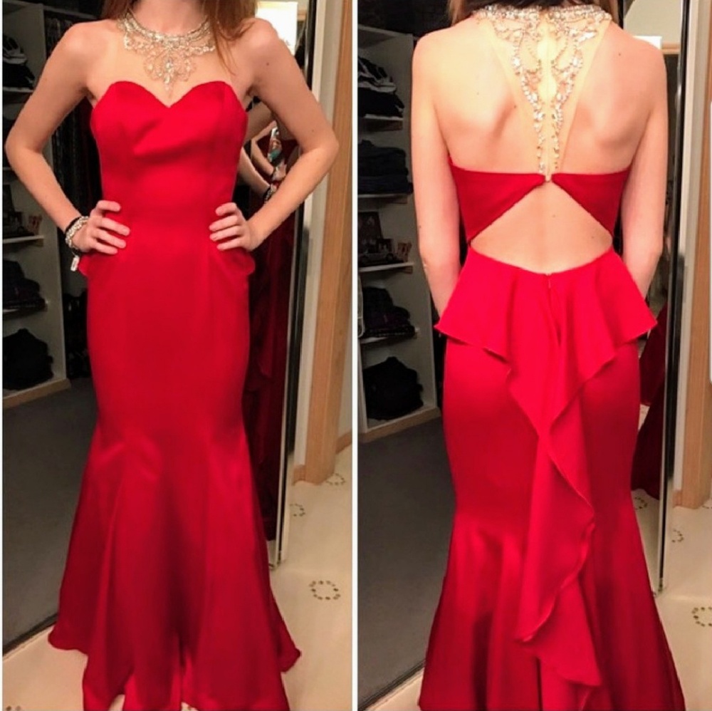 PROM Women's Dress XS Red Long Mermaid